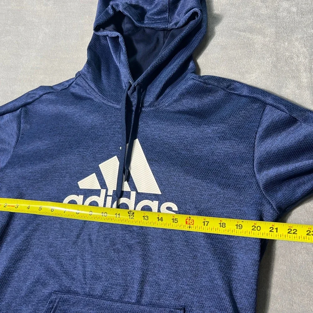 Adidas Mens Climawarm Hoodie Navy Blue Heather Pullover DH9320 Size Medium‎